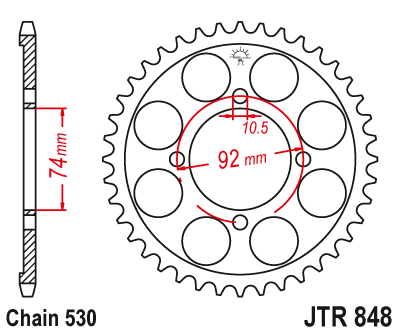 Звезда ведомая JT JTR848.45 (JTR848-45) (R848-45) для Yamaha Road