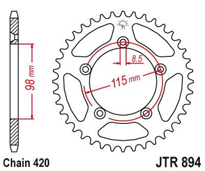 Звезда ведомая JT JTR894.50 (JTR894-50) (R894-50)